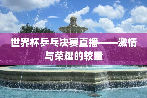 世界杯乒乓决赛直播——激情与荣耀的较量