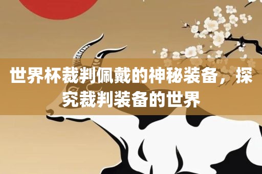 世界杯裁判佩戴的神秘装备,探究裁判装备的世界广州熙林手袋有限公司