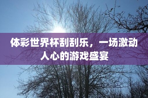 体彩世界杯刮刮乐,一场激动人心的游戏盛宴