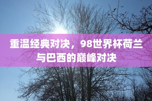 重温经广州熙林手袋有限公司典对决，98世界杯荷兰与巴西的巅峰对决