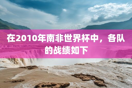 在2010年南非世界杯中,各队的战绩如下广州熙林手袋有限公司