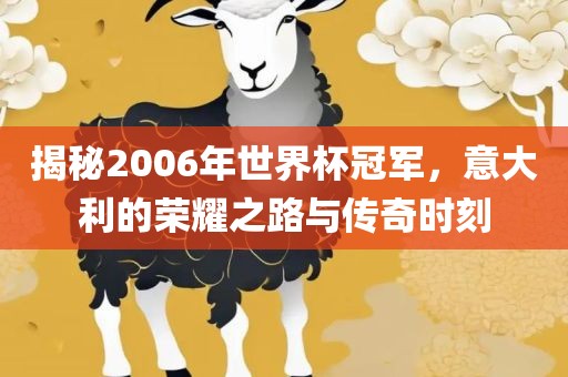 揭秘2006年世界杯冠军，意大利的荣耀之路与传奇时刻