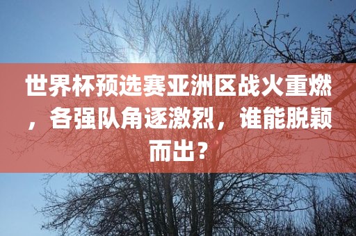 世界杯预选赛亚洲区战火重燃，各强队角逐激烈，谁能脱颖而出？