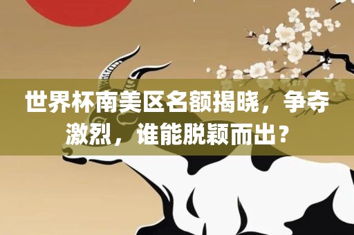 世界杯南美区名额揭晓，争夺激烈，谁能脱颖而出？